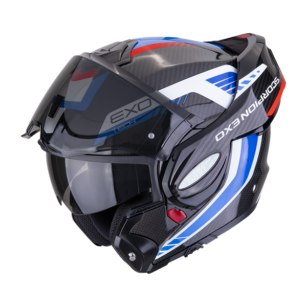 Casco Scorpion EXO-Tech Evo Carbon Cossy Negro/Azul/Rojo
