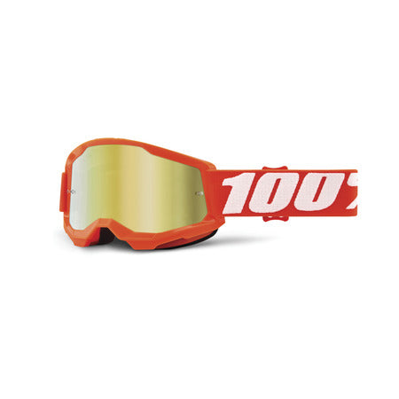 Goggle 100% Strata 2 Naranja Lente Dorado Espejo Niño
