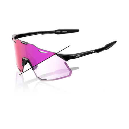 Gafas 100% Hypercraft Negro Gloss Lente Fotocromatico Purpura Espejo
