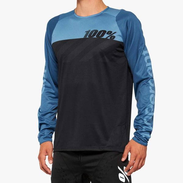 Jersey 100% R-CORE LS Negro/Azul Slate